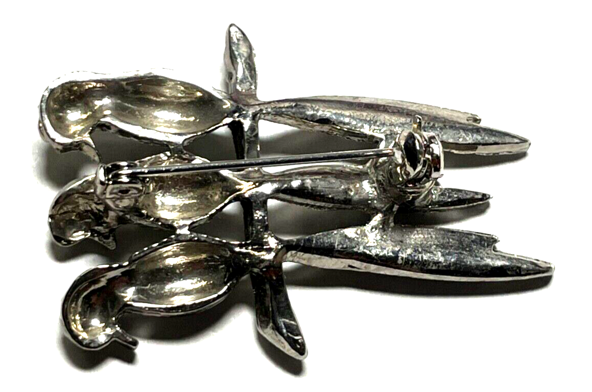 Vintage Brosche Anstecknadel elegantes Design 3 Vögel wie neu grüne Augen5