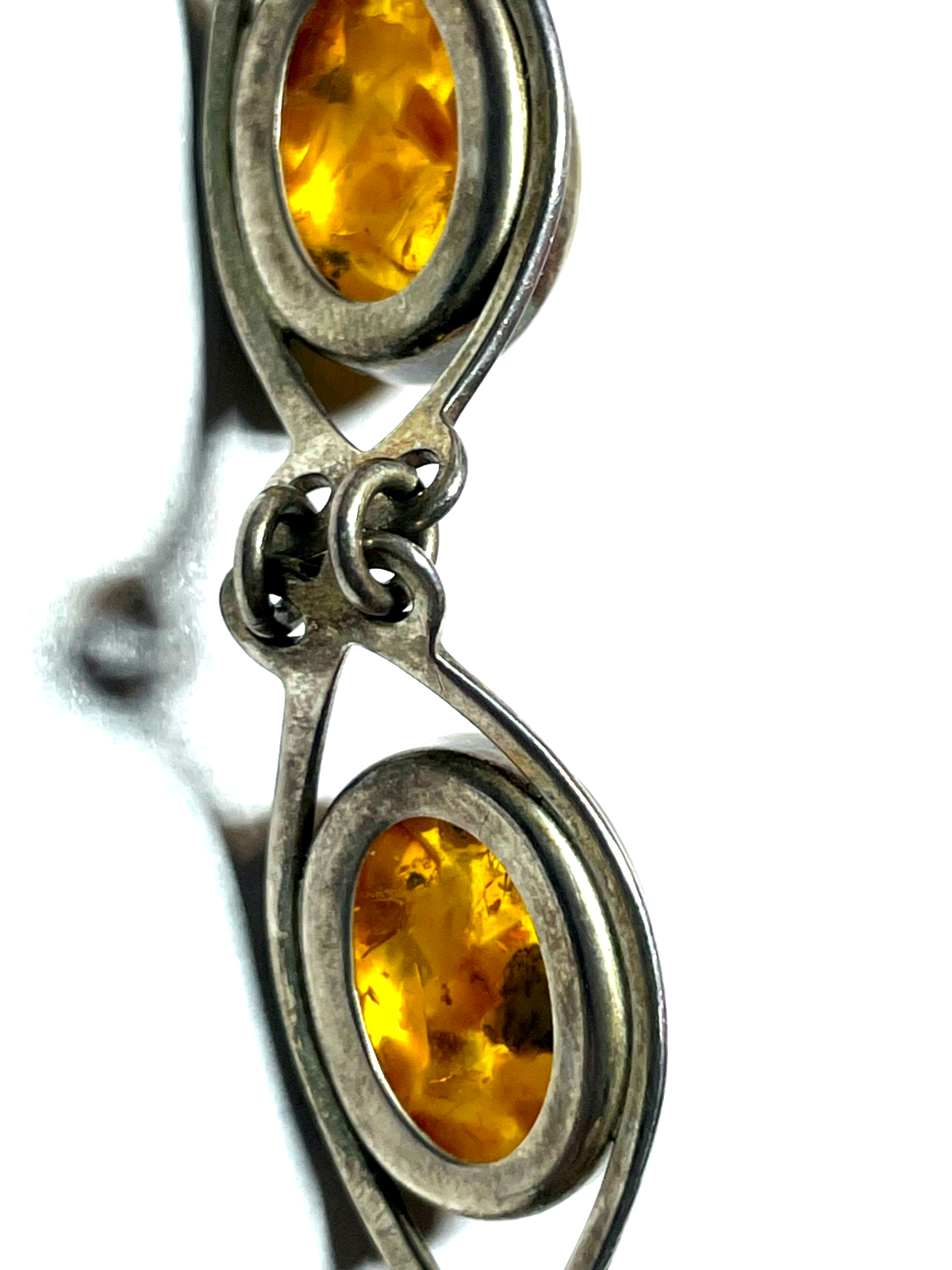 Vintage 835 Silber Fischland Armband mit 6 Bernstein Cabochons L 18,5 cm B  14mm5