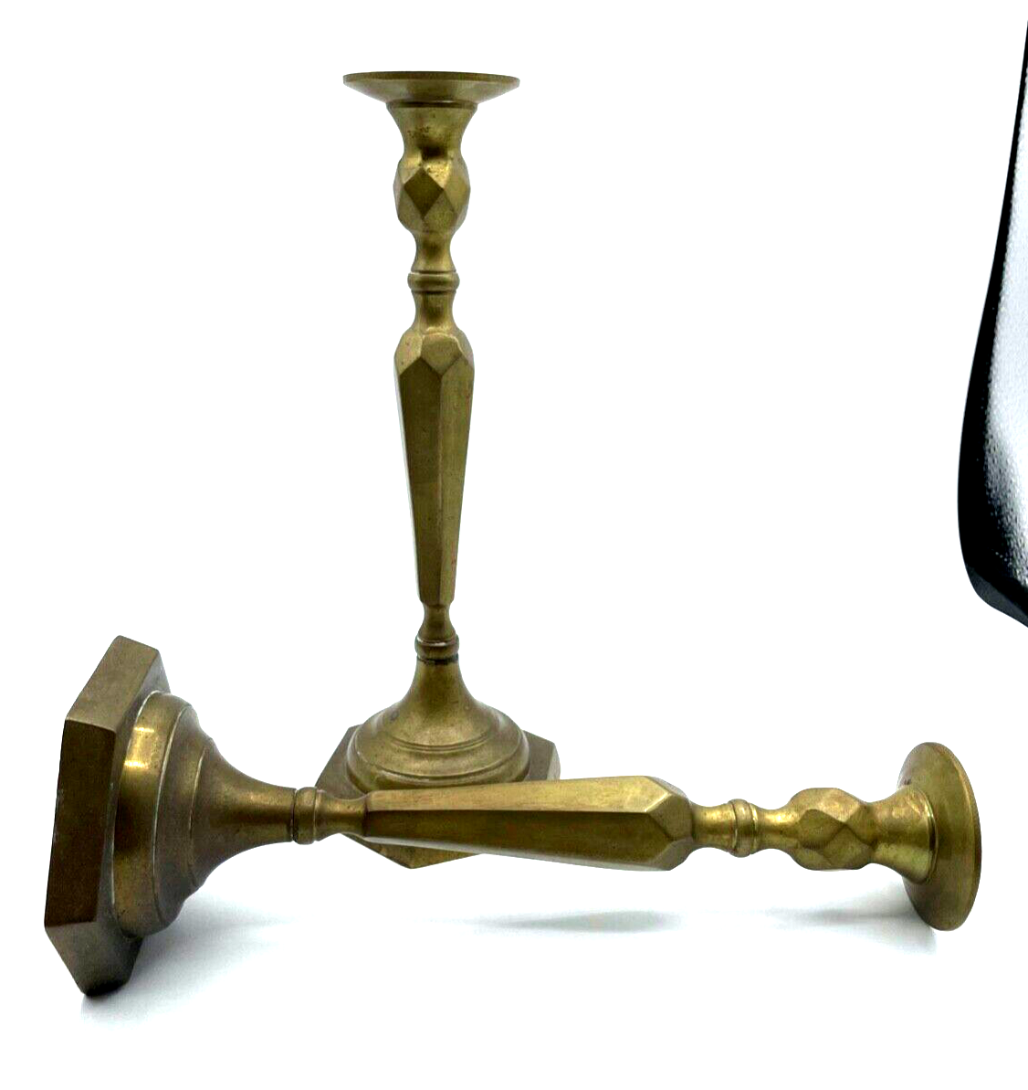 Paar massiv formschön Messing Kerzenleuchter 2 Kerzenständer H ca. 24 cm um 19003