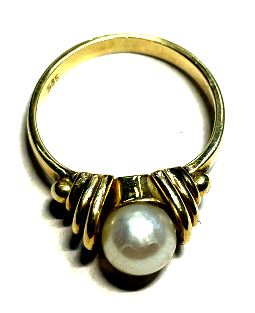 Solider Klassiker 585 Gold 14 K Ring 17,5 mm RG 55 Natur Perle Juwelier 4,25 Gr.8