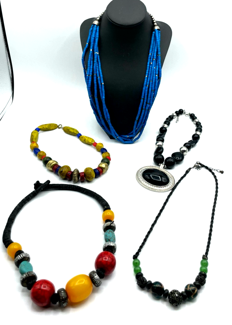 5 x verschiedene vintage Ethno Kette Halskette stattlicher Modeschmuck zeitlos6