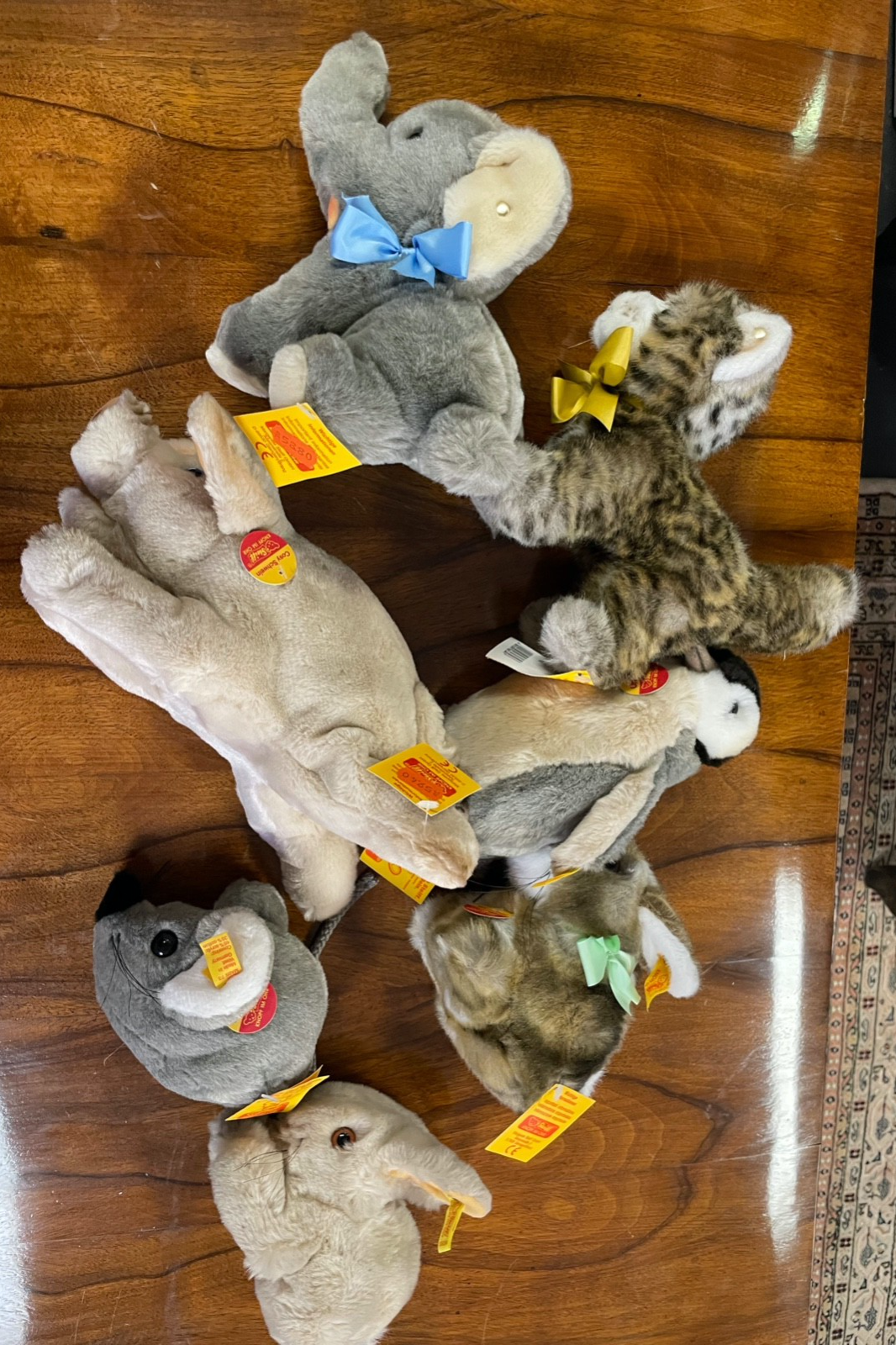 7 x top gepflegt Steiff Tier Konvolut Hase Pinguin Schwein Katze Maus Elefant8