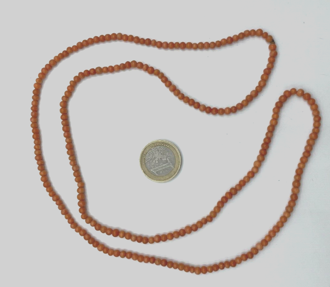 Antik Korallenkette lachsfarbig Lachskoralle L 82cm Endloskette Ø4 mm Kugelkette6