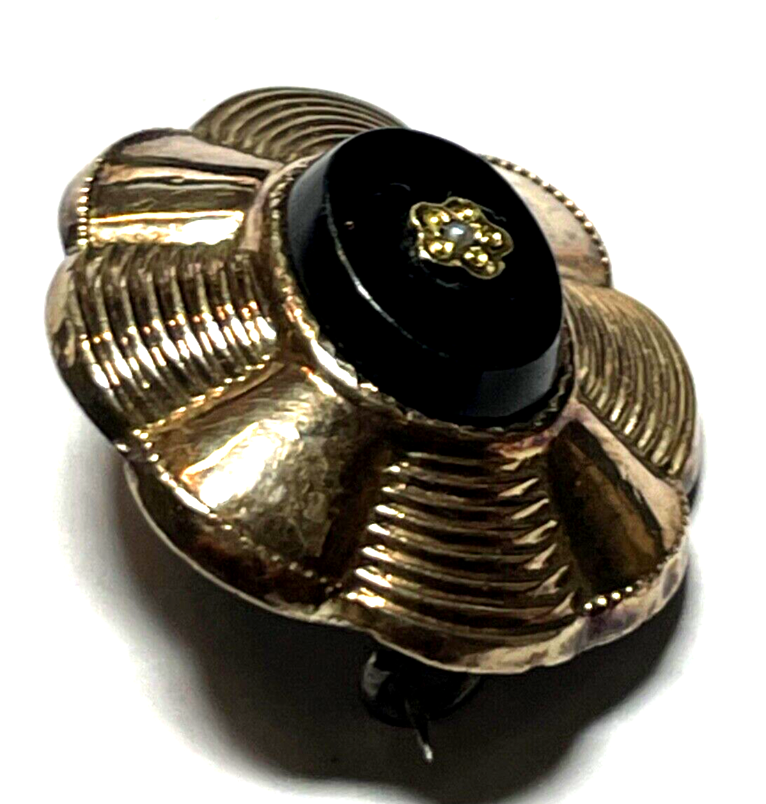 Biedermeier Brosche Anstecknadel Schaumgold Orientperle Walzgold unbeschädigt4