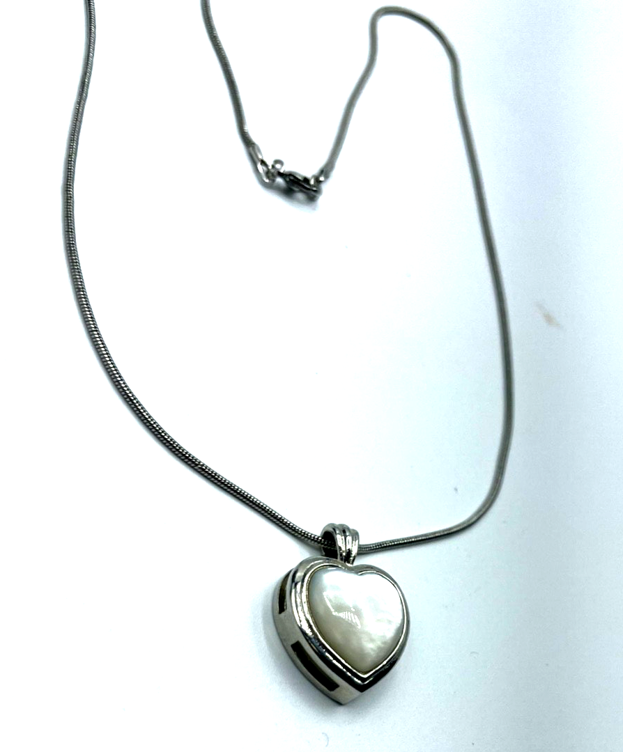 925 Silber Schlangenkette + Herz Anhänger Perlmutt Einlage wunderschön gepflegt6