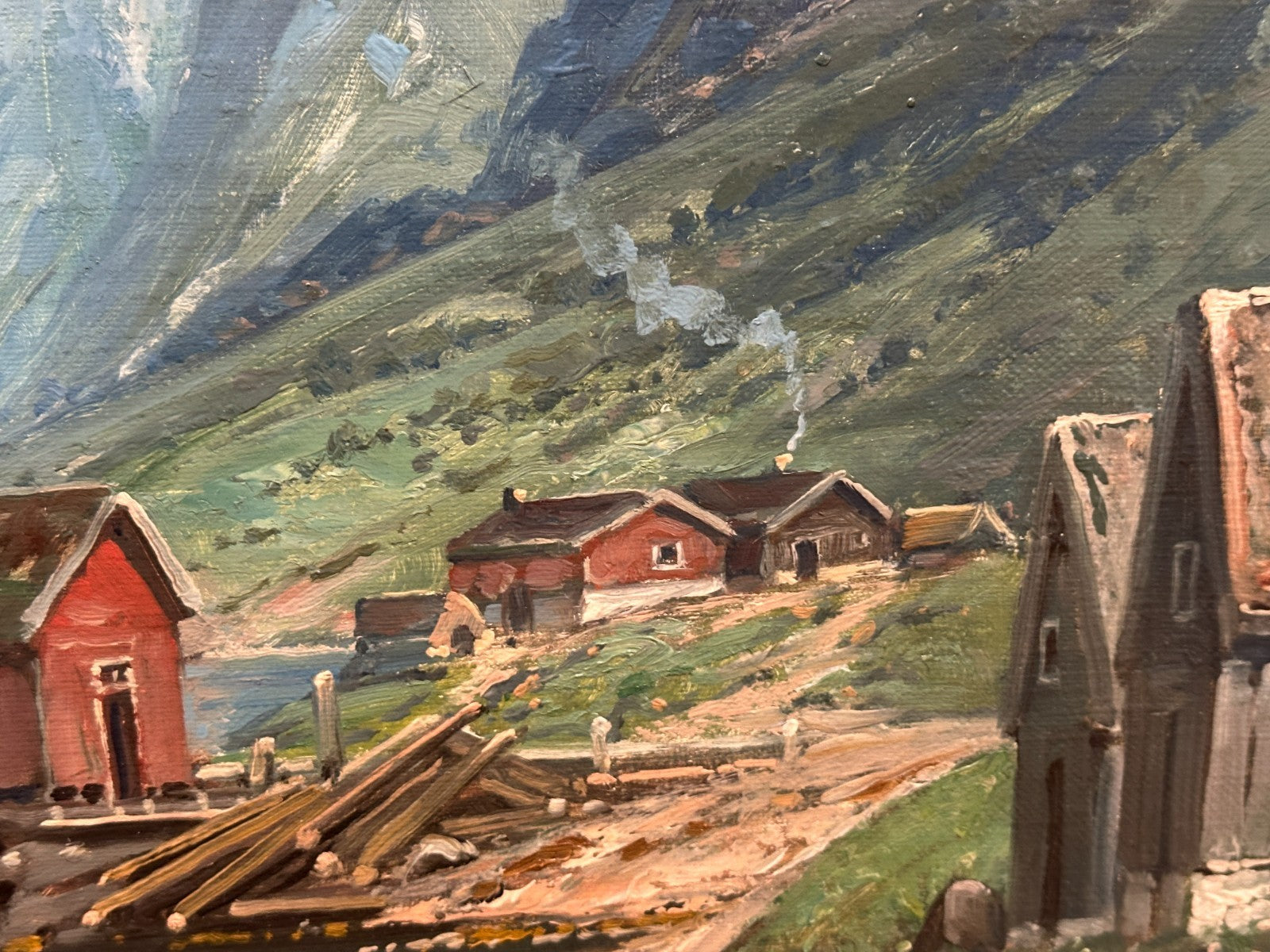 Carl Berthold  geb. 1870 - Fjord mit Dampfschiff - Öl auf Leinwand - signiert9