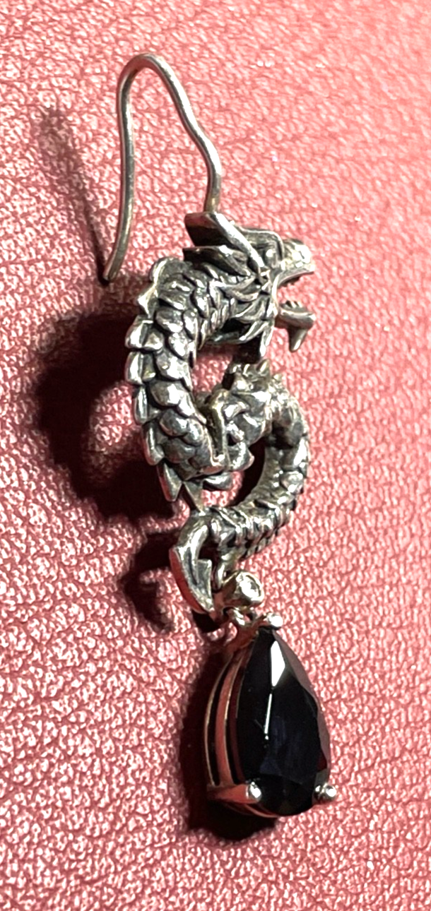 Original 925 Silber Thomas Sabo Ohrhänger Einzelohrring Drache Onyx CZ L 45 mm2