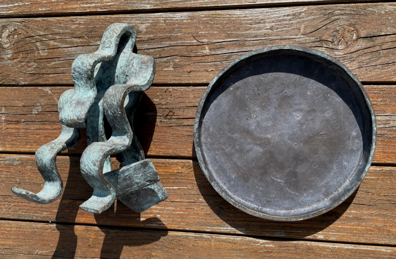 Moderne Bronze Plastik mit beweglichem Sockel + Patina H 28 cm abstrakt Design9