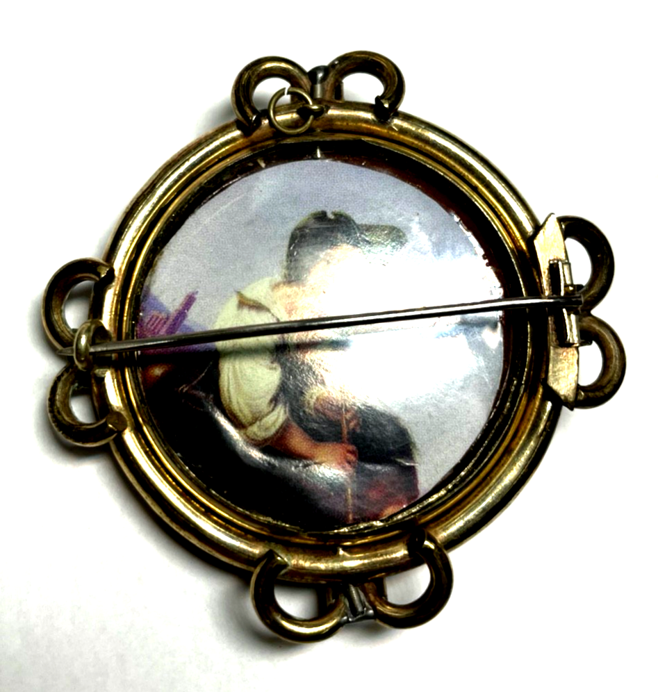 Antik Mega gr. Anstecknadel Brosche / Anhänger drehbar 2 Motive Golddouble9