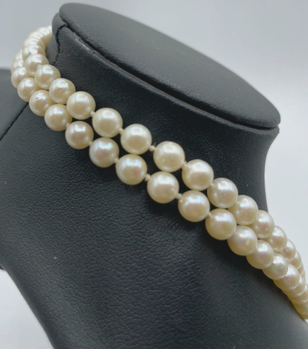 Akoya Perlenkette Endloskette rein Weiß L 95 cm Ø 6  mm sehr gepflegt2