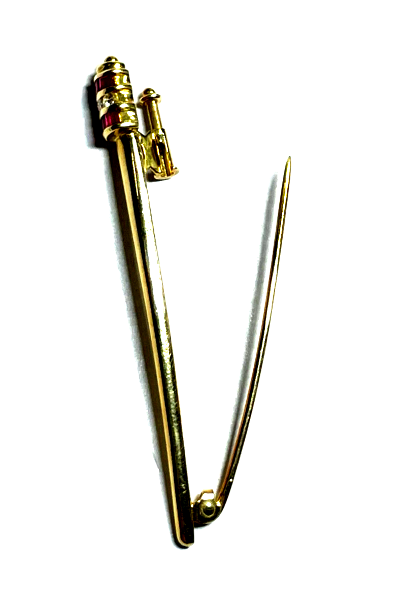 750 Gold 18 K Gold Brosche Anstecknadel Juwelier Qualität 6 Rubine 3 Brillanten5