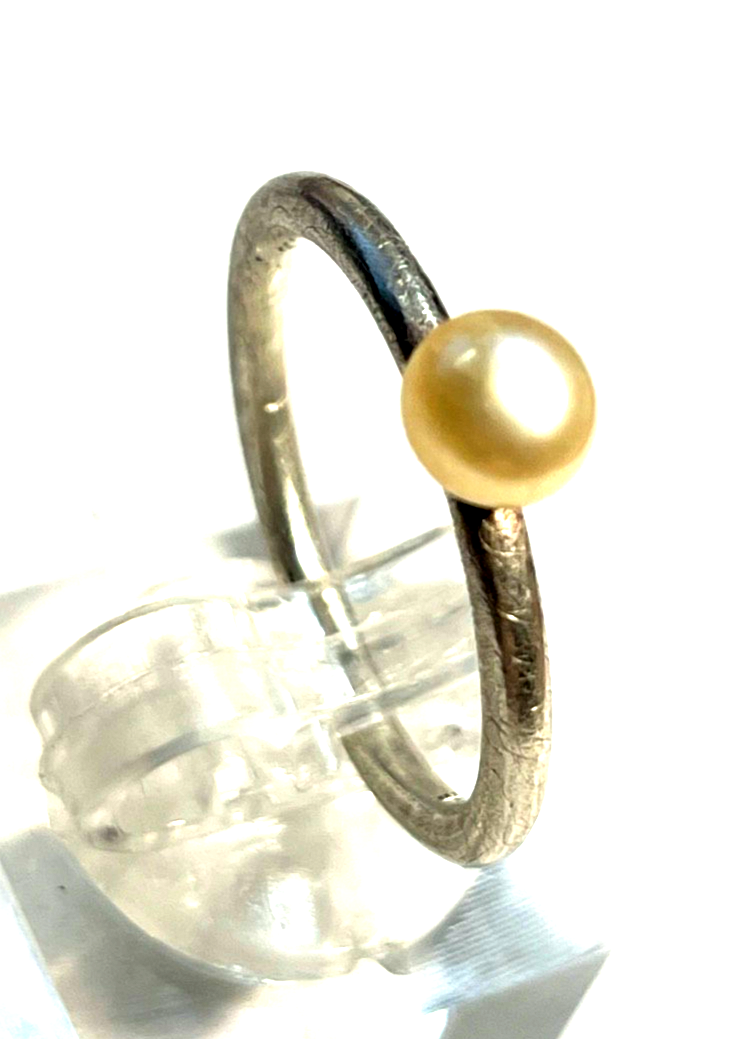 Alraune Design 925 Silber Ring mit SWZ Perle RG 55 Ø 17,5 mm Silberring gepflegt5