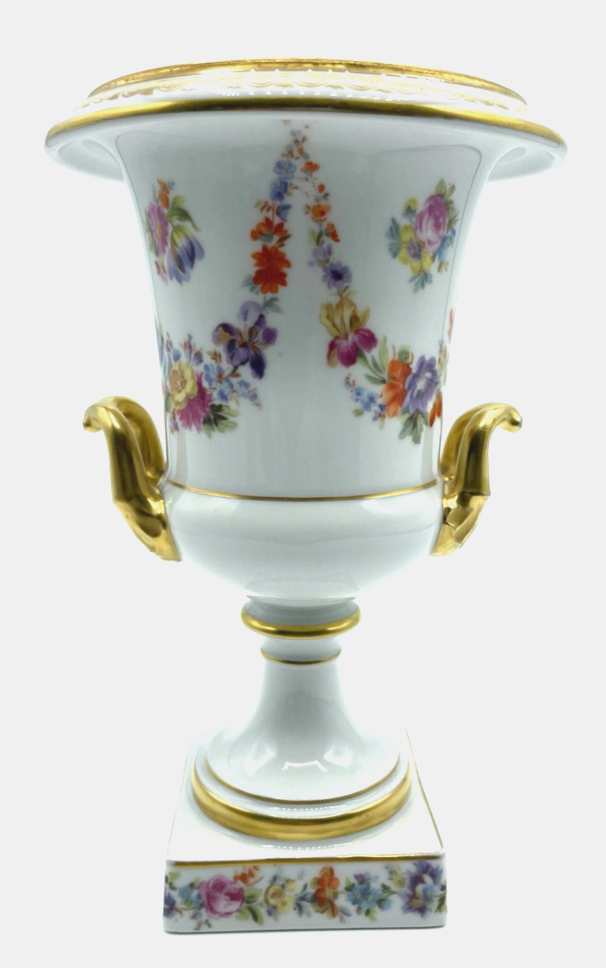 20er J Krautheim Porzellan Amphoren Vase attraktive Pokalvase handbemalt Gold0