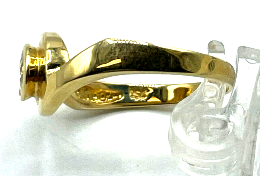 750 Gold 18K Ring Solitär Zirkon klassisch Ø 19 mm RG 60 Juwelier sehr gepflegt6