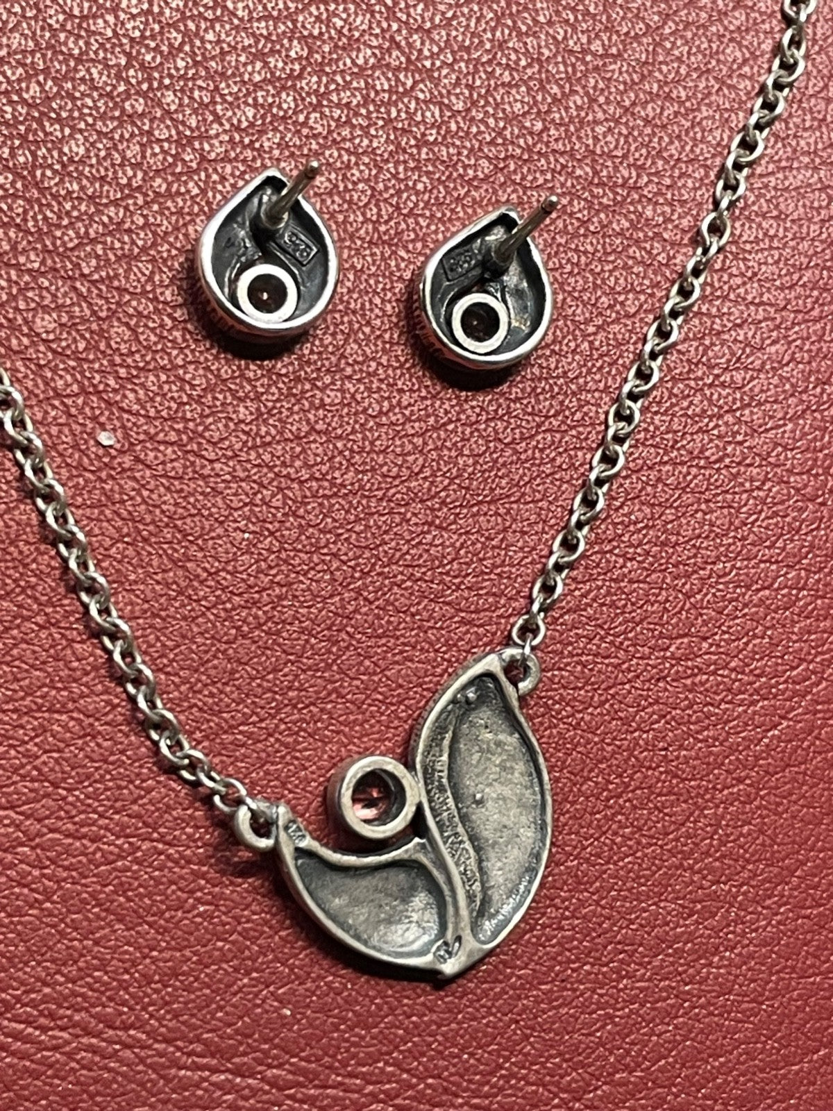 Sten &Laine Finnland 925 Silber Bergkristall Set Halskette Collier + Ohrstecker7