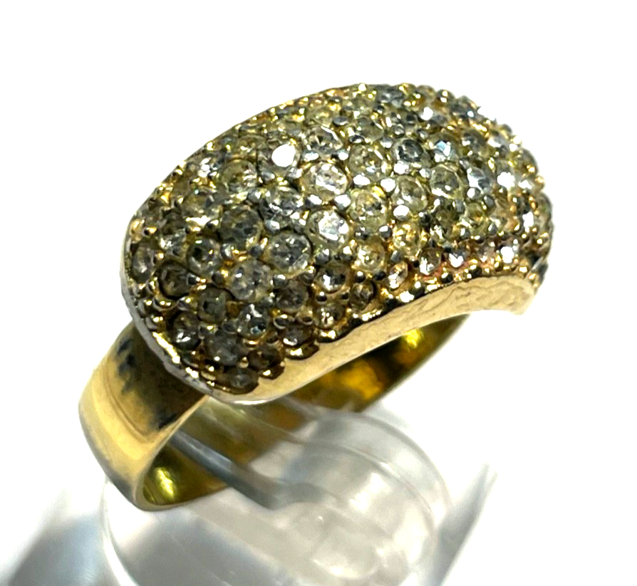 Vintage Grossé Cocktail Ring vergoldet offene Ringschiene wie echte Brillis3