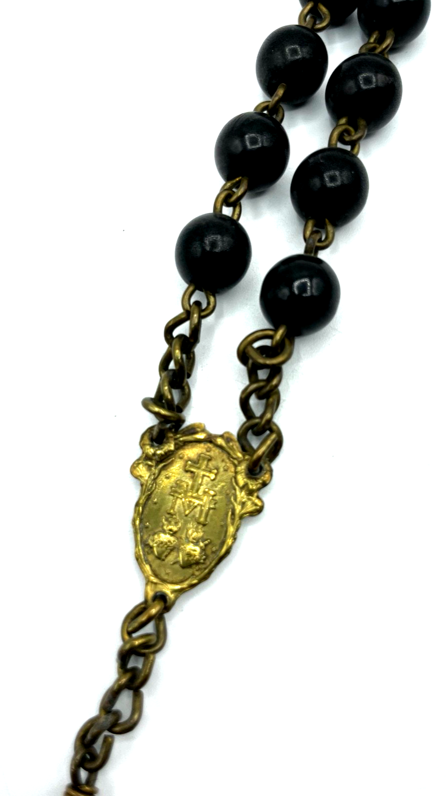 Antik mega gr. Rosenkranz Kruzifix Ordenskreuz um 1900 Klosterarbeit 140 cm lang5