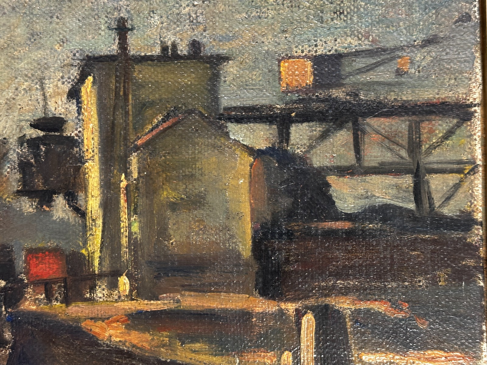 Georg Merkel 1881-1971 – Industriekanal – Öl auf Masonit - signiert - gerahmt4