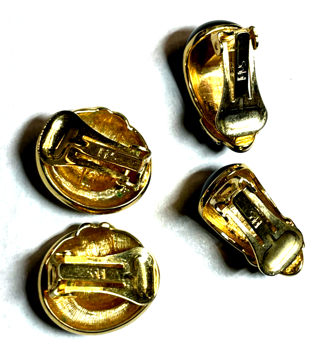 Statement 2x Ohrclips Clips stattlich hochwertiger Soleil Modeschmuck Emaille6