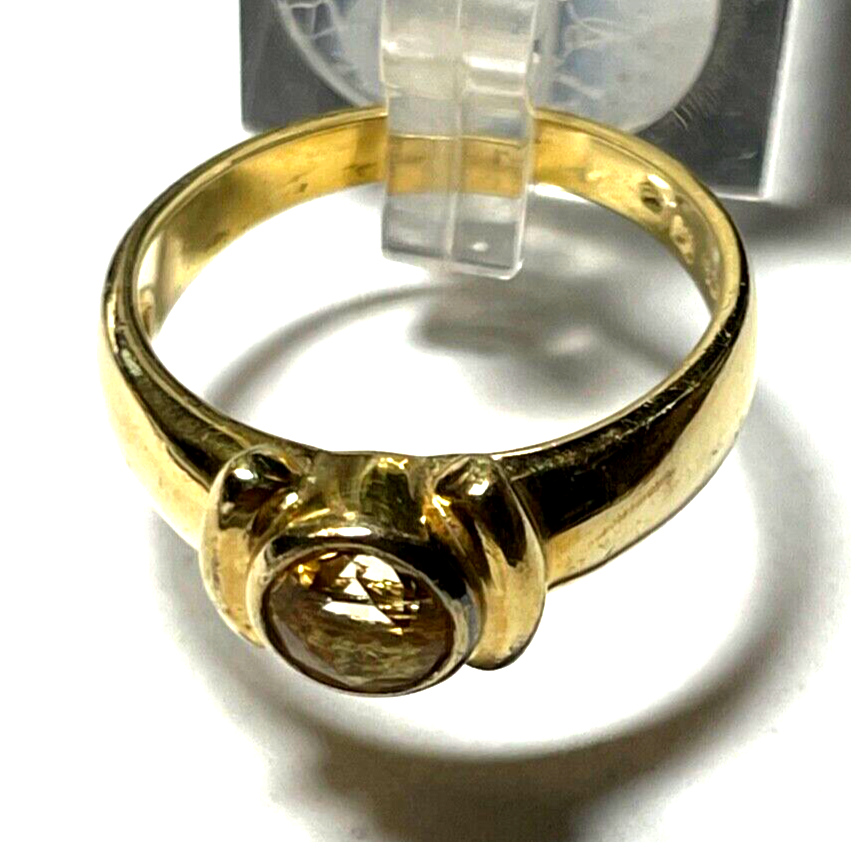 925 Silber Ring vergoldet Silberring mit Ø 6 mm Citrin  Ø 19 mm RG 60 Handarbeit5