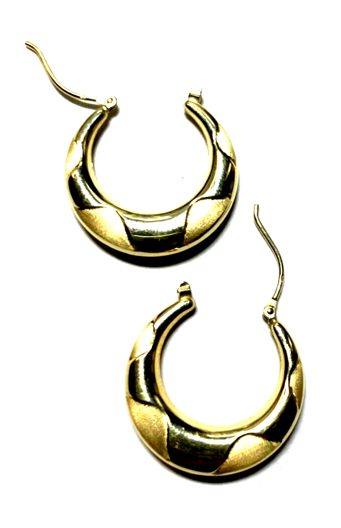 585 Gold 14 K Ohrringe Creolen mit Struktur Muster Ø 23 mm B 5 mm Juwelier gepfl0