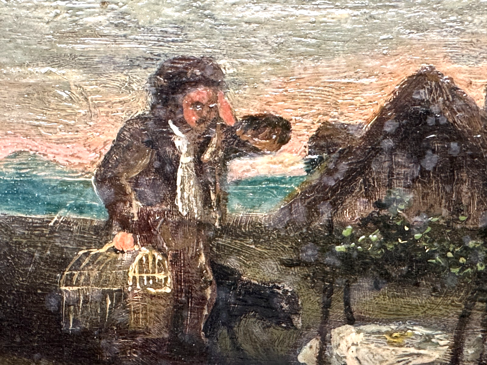 Genregemälde mit Kinderszene - Öl auf Holz - um 1870 – in originalem Rahmen3