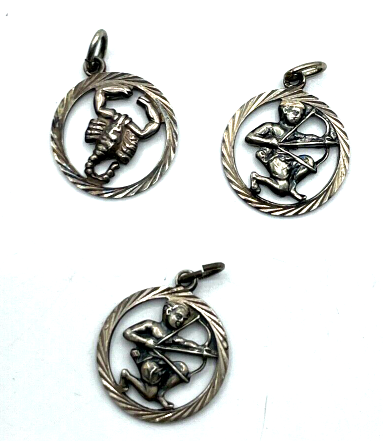 3 real vintage Sternzeichen Anhänger 835 Silber 2x Schütze 1x Skorpion1