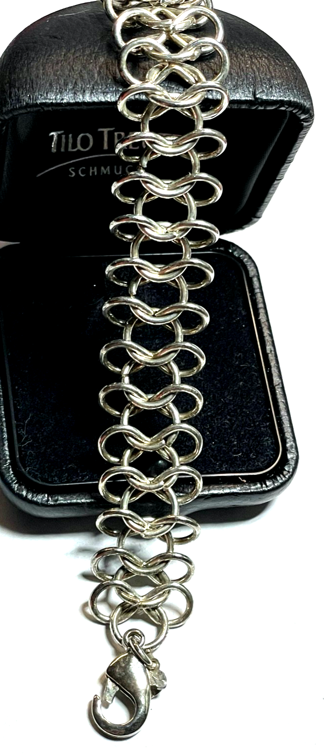 925 Silber Armband Ringe Dekor Muster Handarbeit L 20 cm B 19 mm gepfl. Armkette1