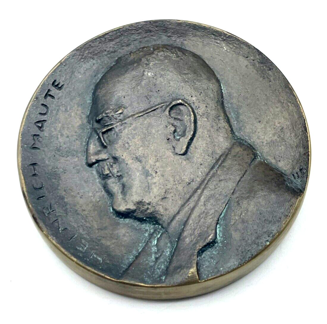 Vintage schwere Bronze Medaille Heinrich Maute Fabrikant 1839-1949 Ø 64 mm + Box5