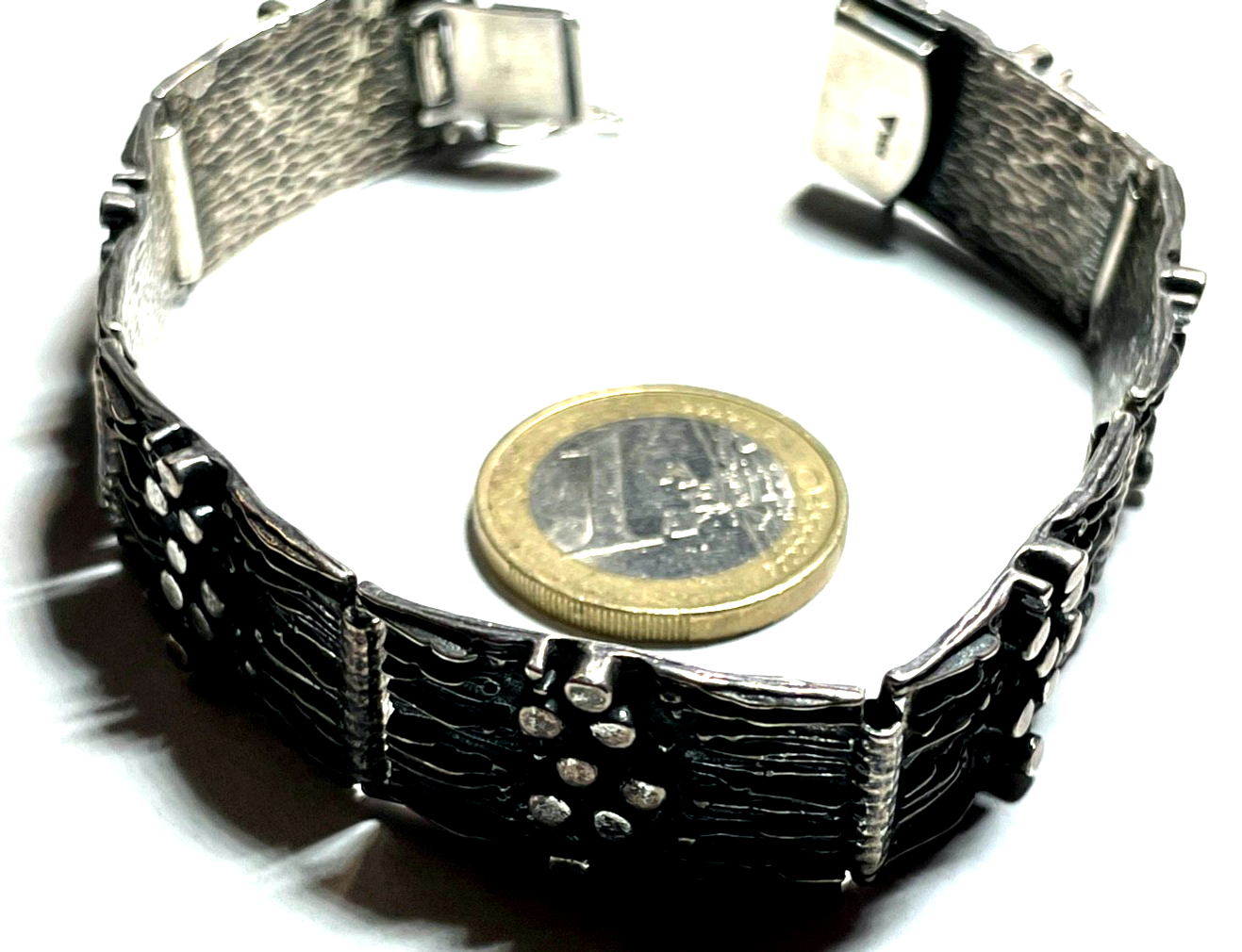 Vintage geschmiedetes 835 Teka Brutalist Armband unisex L 19 cm B 16 mm gepflegt9