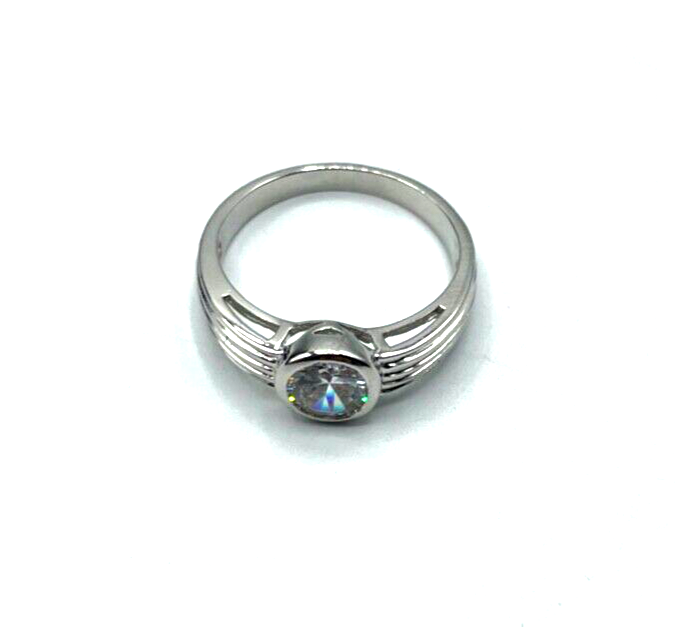 Solider 925 Silber Ring Bandring Solitär Zirkonia Ø 6 mm  RG 60 Ø 19 mm unisex1