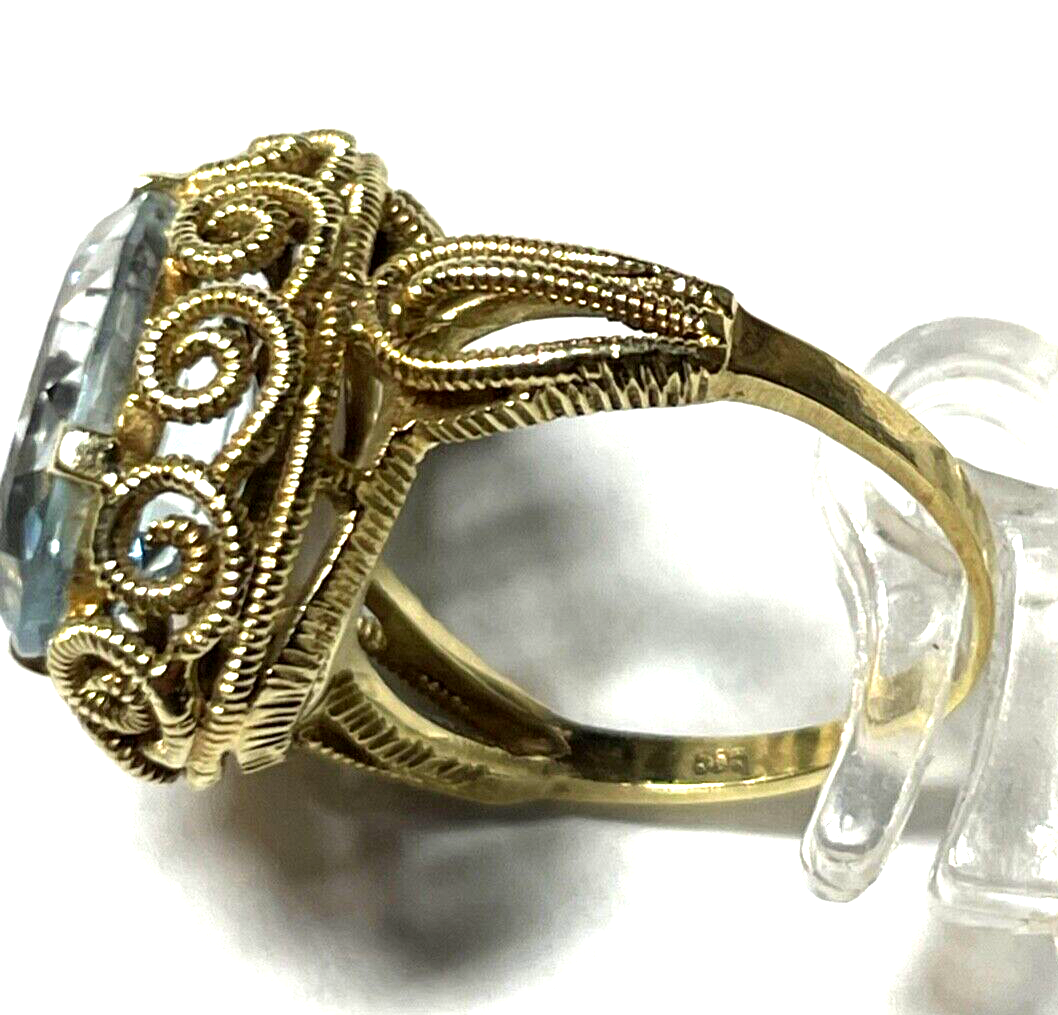 Massiver 585 Gold 14 K Ring Aquamarin oval Ø 16 mm RG 51 Juwelier Etagenring6