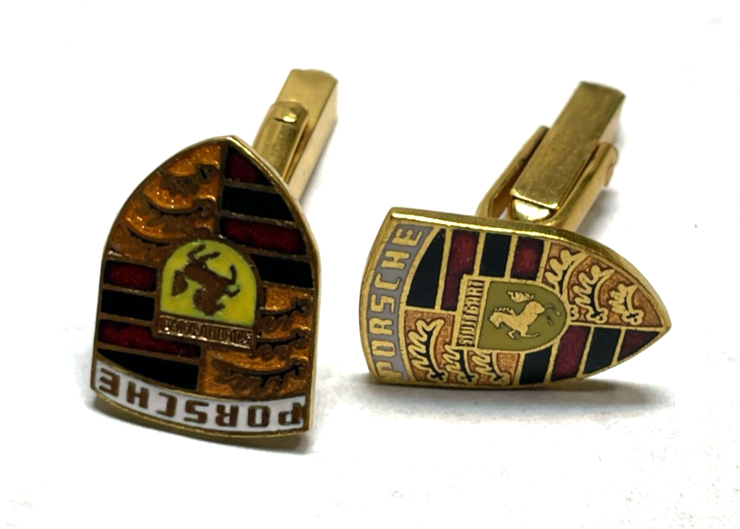 Vintage Porsche Manschettenknöpfe top gepflegt und vergoldet mit Emaille5