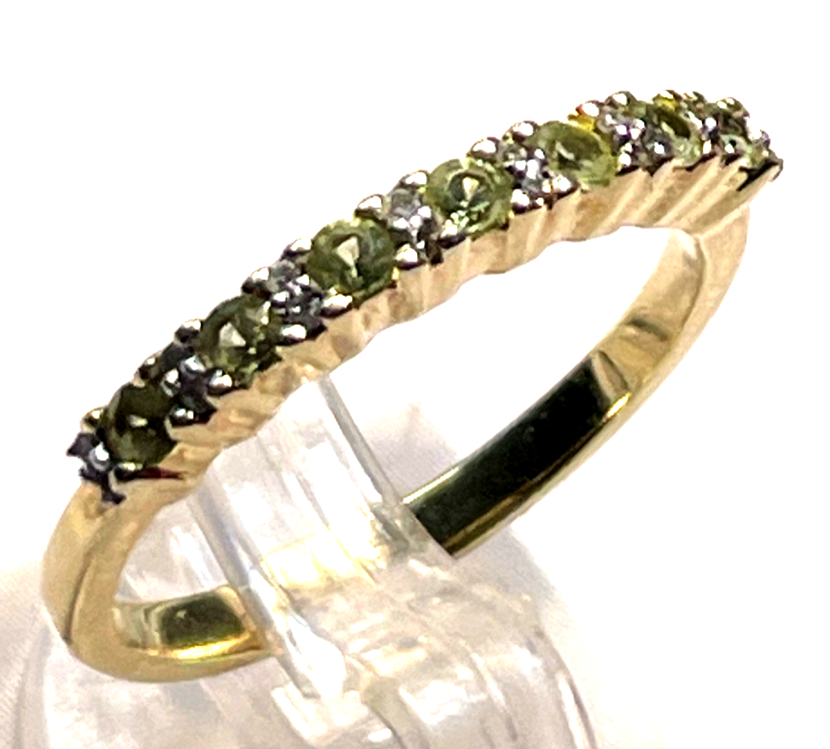 585 Gold 14 K Ring Brillanten grüner Padparadscha Saphir  Ø17,8mm RG 56 Juwelier9
