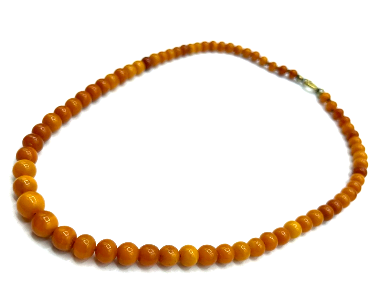 Antik elegante Butterscotch Bernstein Amber Kette Golddouble Ø 7,5 mm im Verlauf5