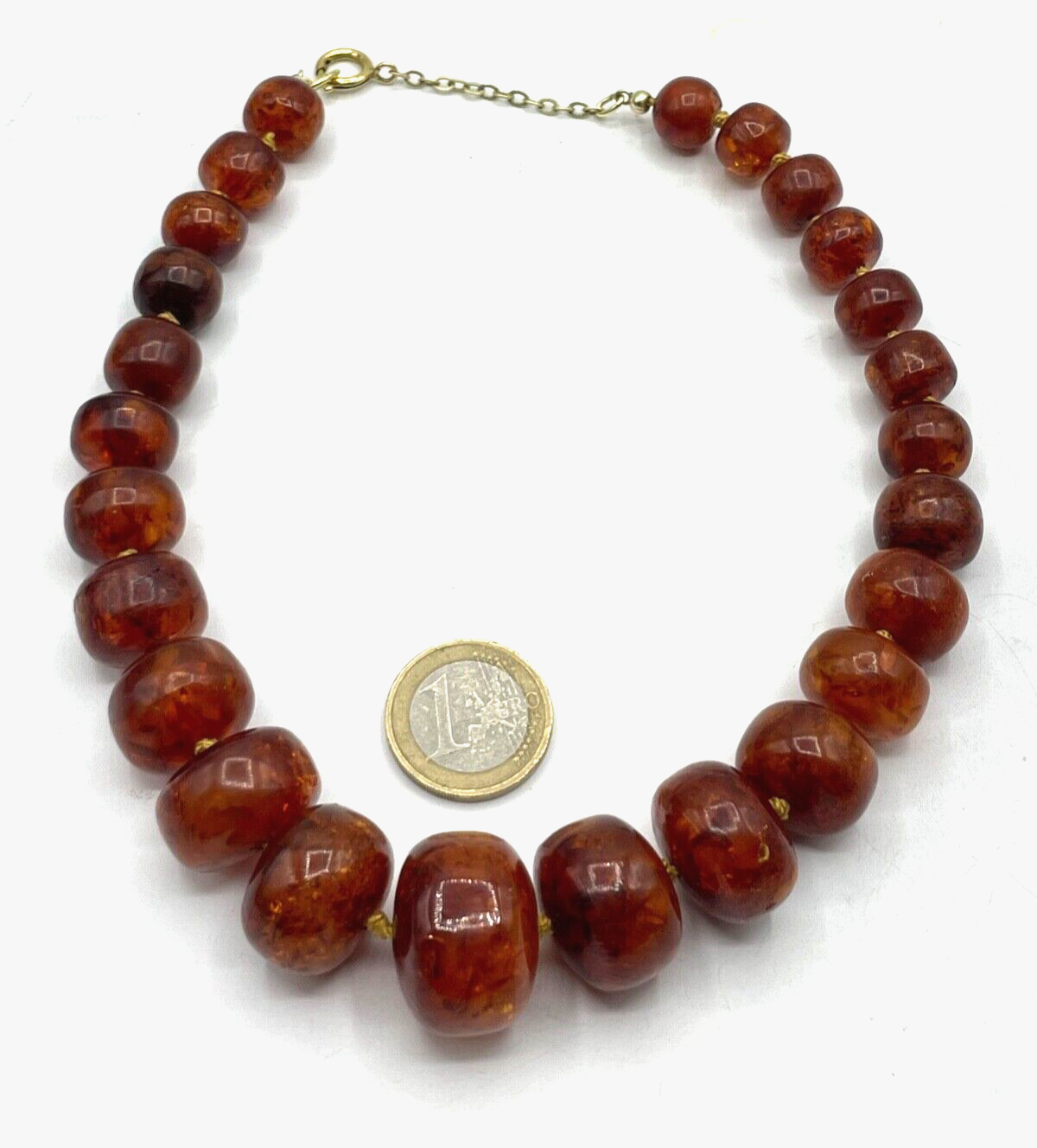 Vintage stattliche Bernstein Kette mit Inklusen amber necklace 59 Gramm L 43 cm0