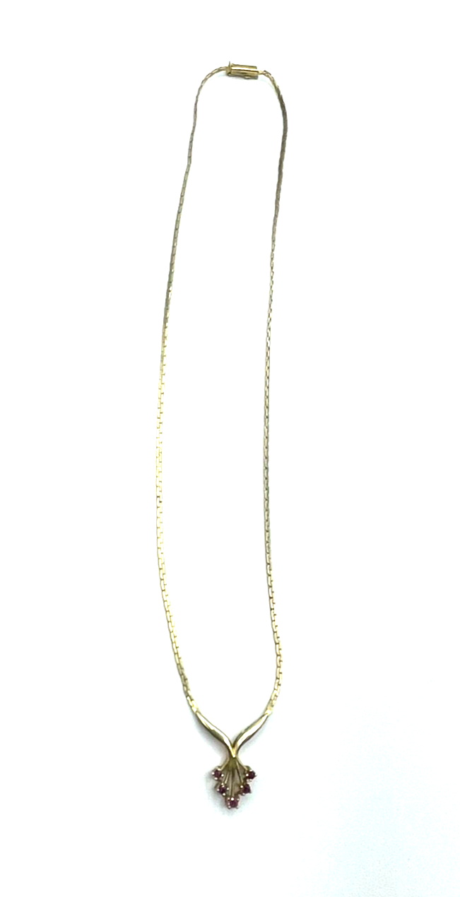 70erJ Collier 925 Silber vergoldet 5 Rubine zeitlos elegant L 40,5 cm gepflegt4