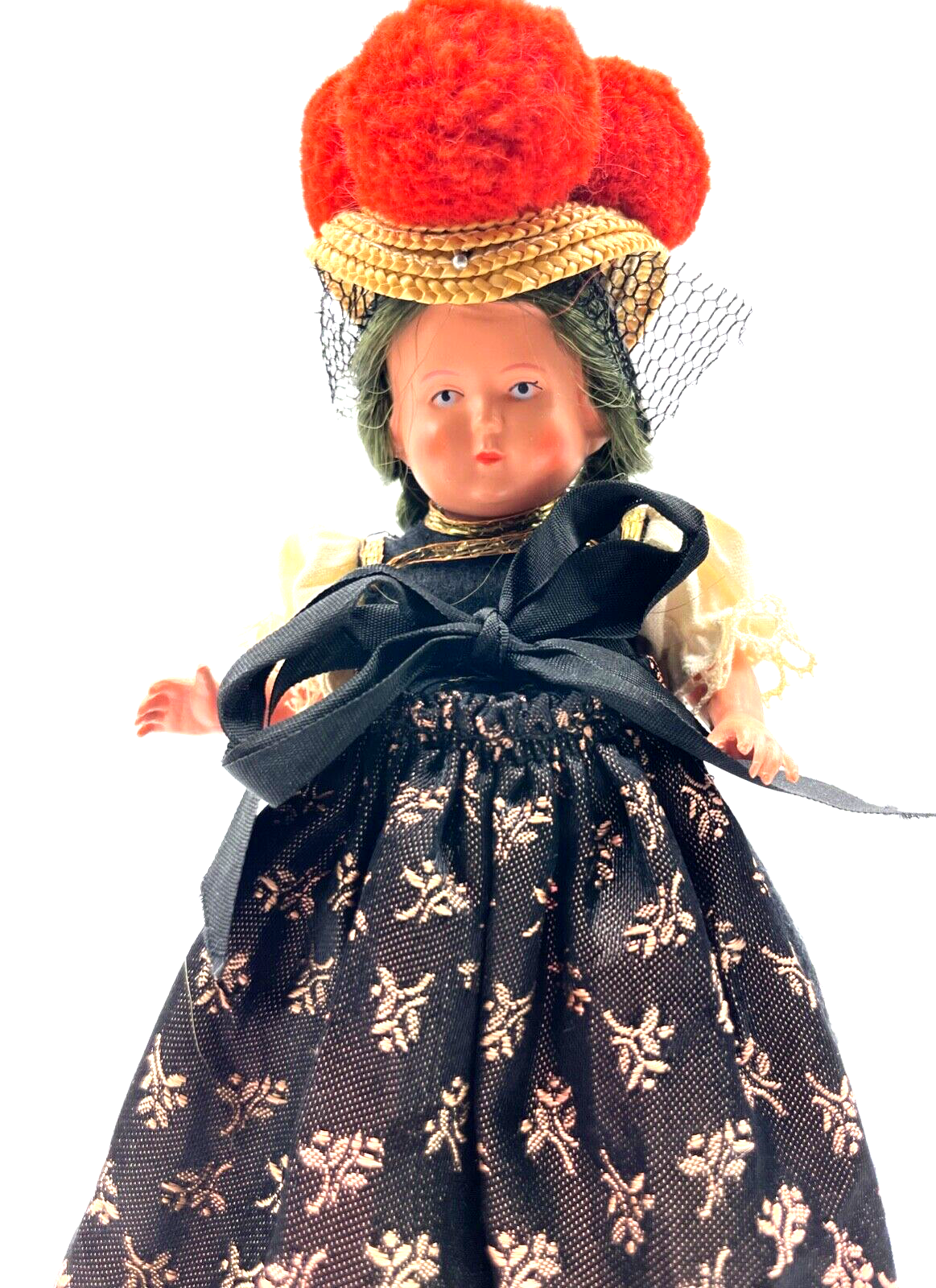 TEEPUPPE Reiseandenken Souvenir Puppe Bommelhut Schwarzwald Tracht Halbpuppe10