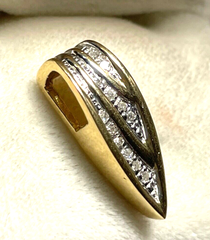 Eleganter 585 Gold 14 K Gold Gleiter Schieber Anhänger 12 Diamanten Juwelier0