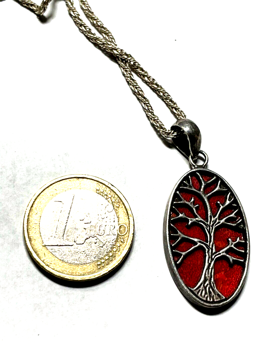 FBM 925 Silber Kordelkette Kette + Anhänger Lebensbaum Koralle L 51 cm + 43 mm6