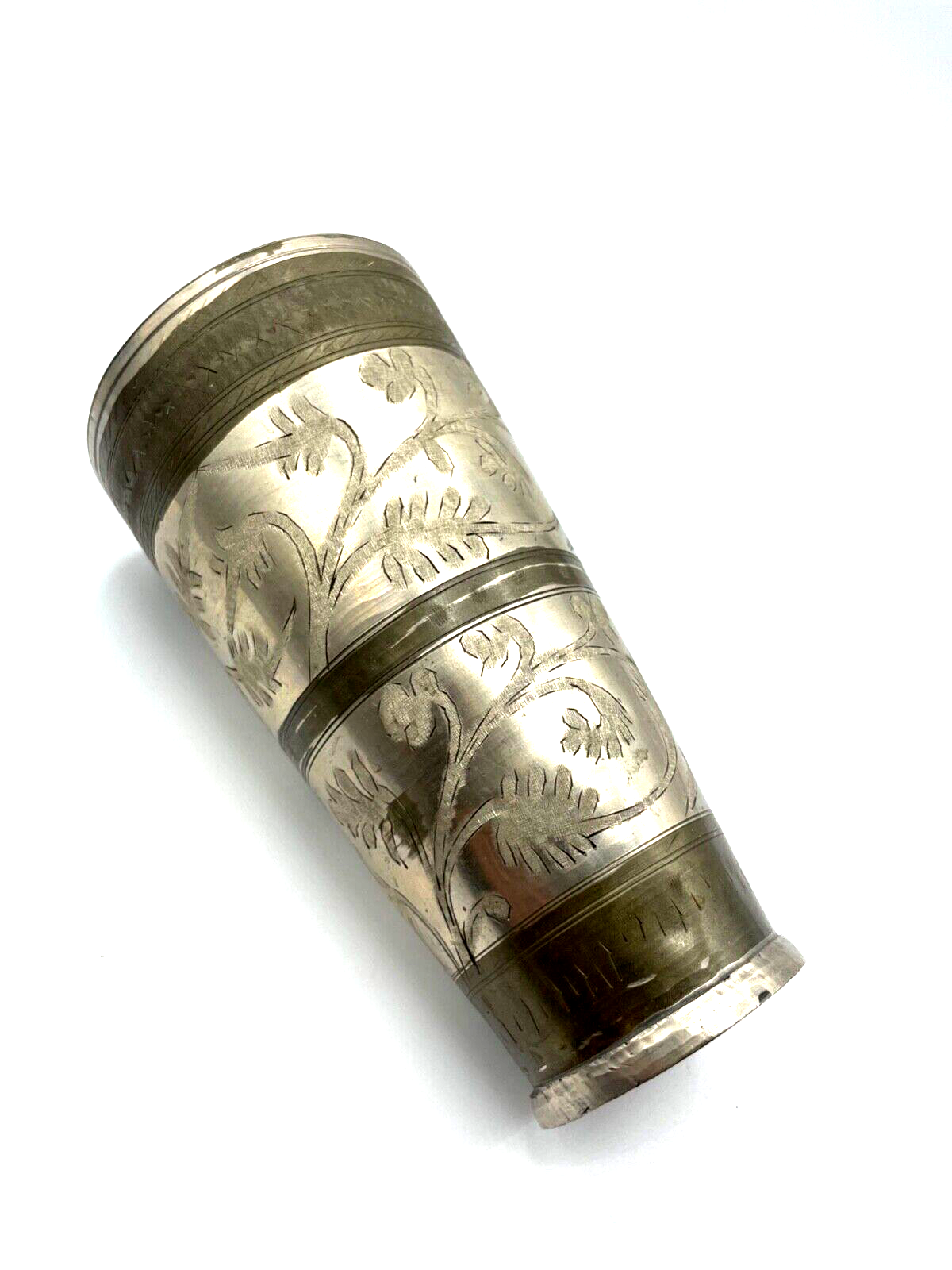 Alter Metall Becher Handarbeit Kupfer Zinn Isfahan Kunsthandwerk H 18 cm Nr. 63