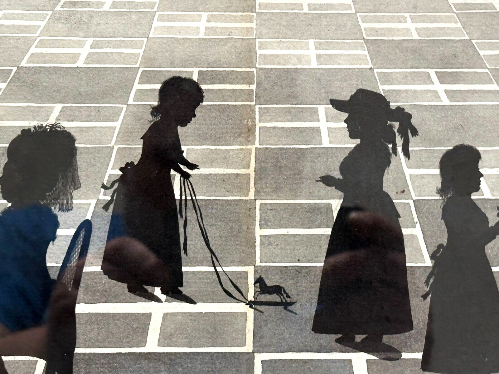 Mischtechnik auf Papier - klassizistisches Bühnenbild 1786 mit Silhouette - bez.5