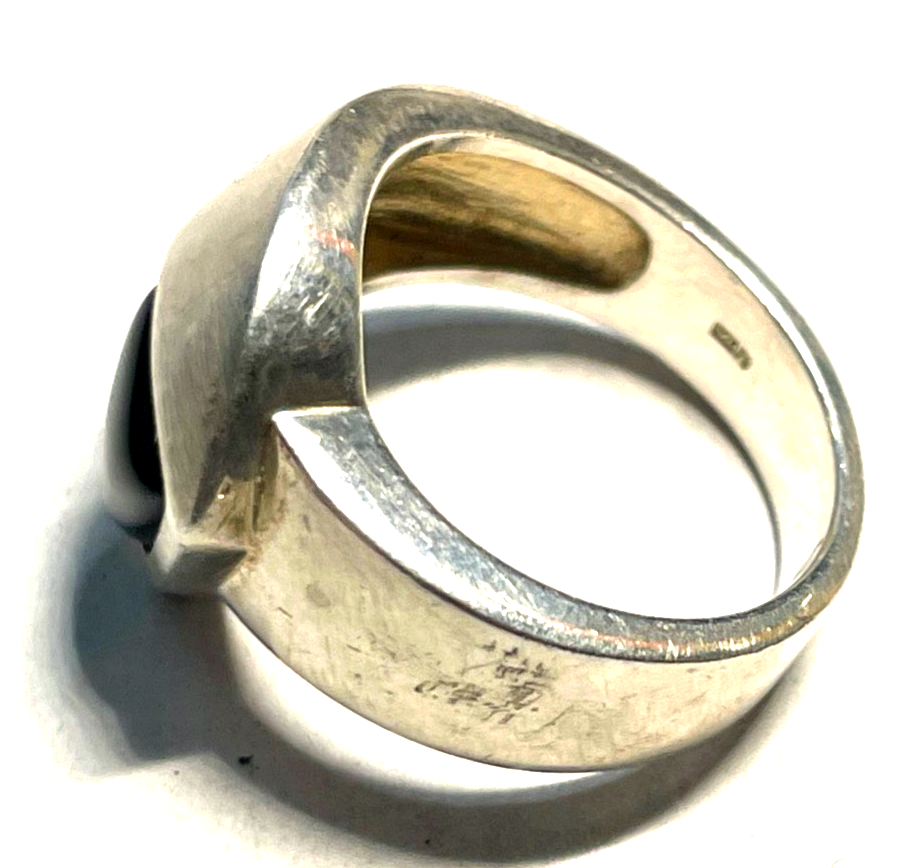 Solider 925 Silber Ring Onyx Handarbeit Silberschmiede RG 51 Ø 16,2 mm gebürstet3