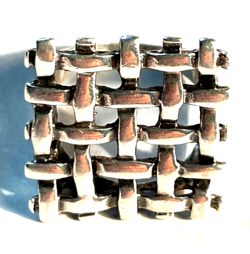 Aparter gr. Design 925 Silber Ring Flechtmuster Ø 18,8 RG 59 gepflegt Juwelier4