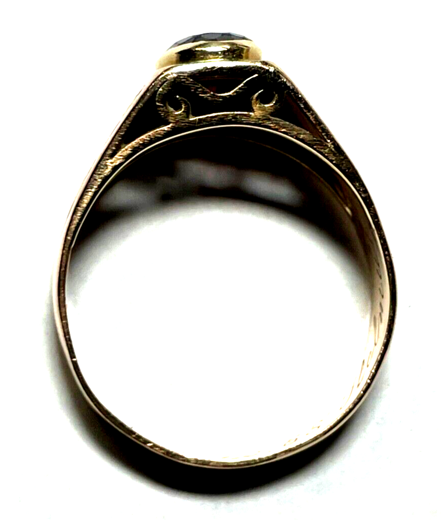 Solider 585 Gold 14 K antik Ring Rotgold Granat unisex RG 58 Ø 18,4 mm 4,5 Gramm6