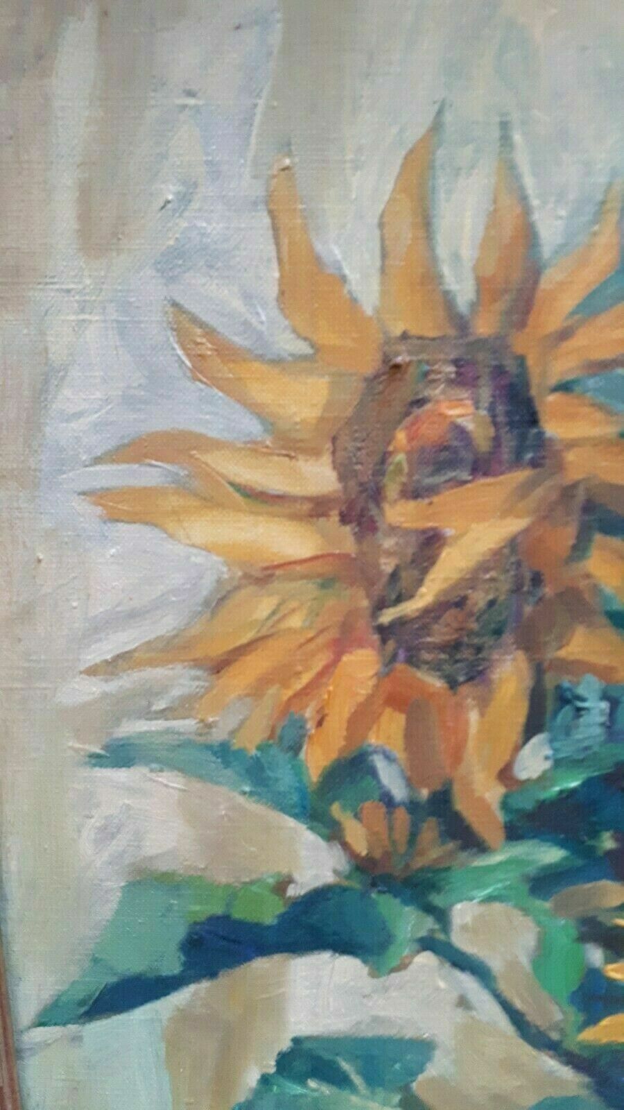 Adalbert Sutor Sonnenblumen - Ölgemälde - Öl auf Leinwand - Gerahmt - Signiert2
