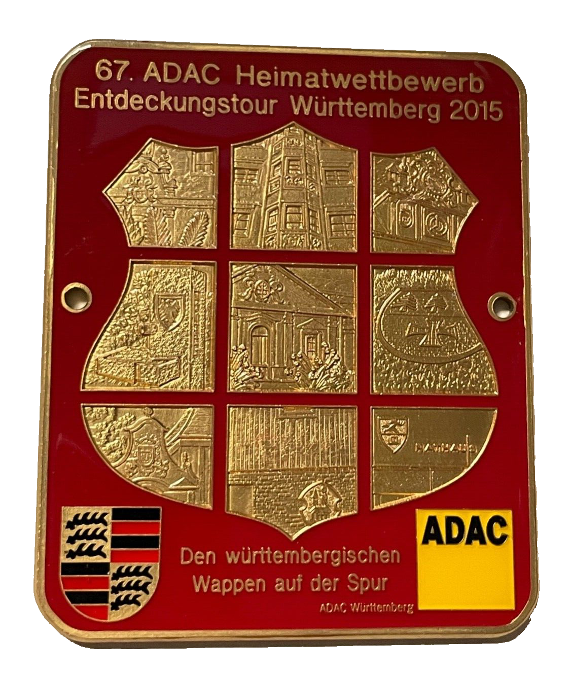 67. ADAC Heimatwettbewerb Württemberg 2015 Automobil Plakette Car Badge Exped.0