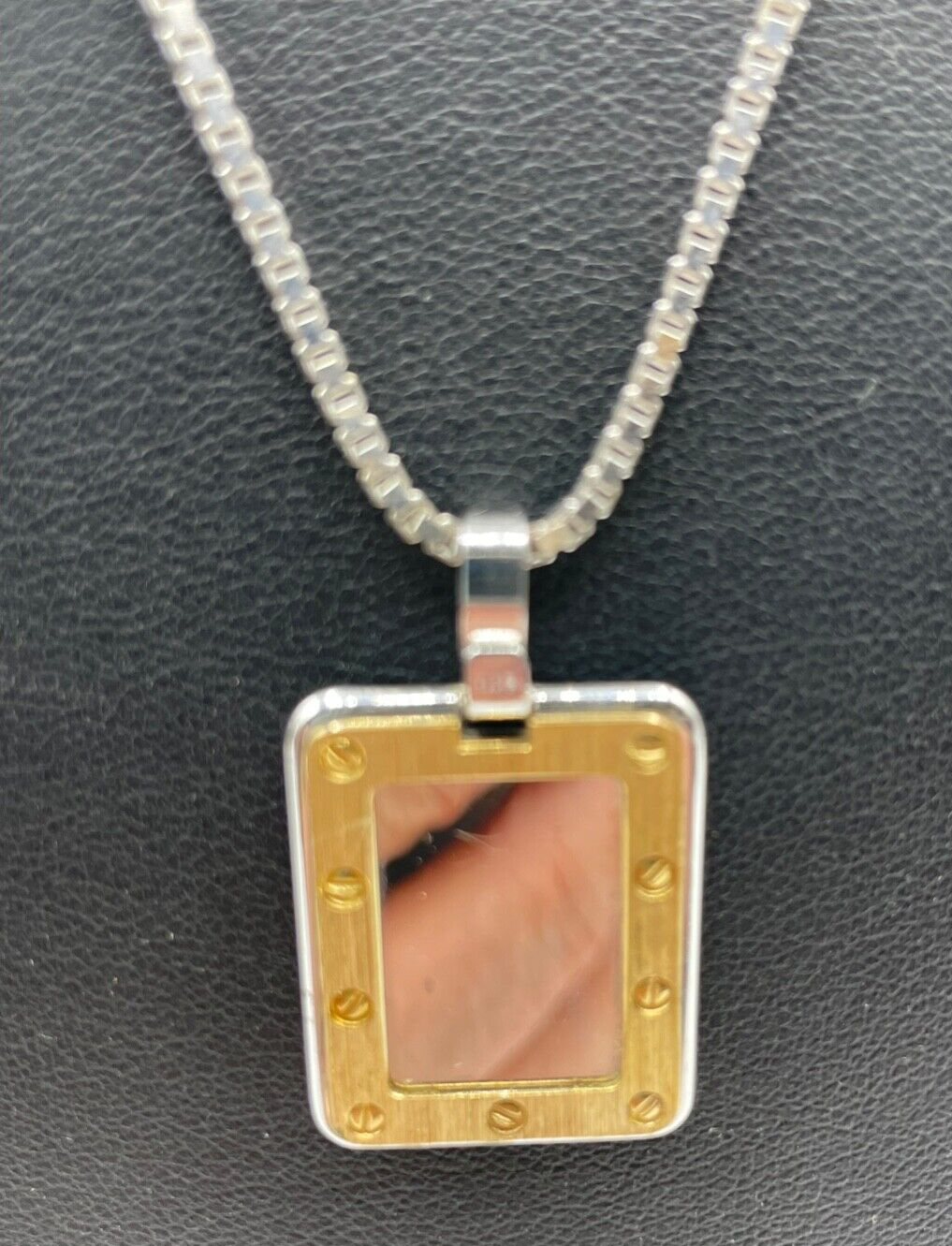 Solide lange 835 Venezianerkette + Silber Anhänger Schrauben Dekor Gravur unisex4