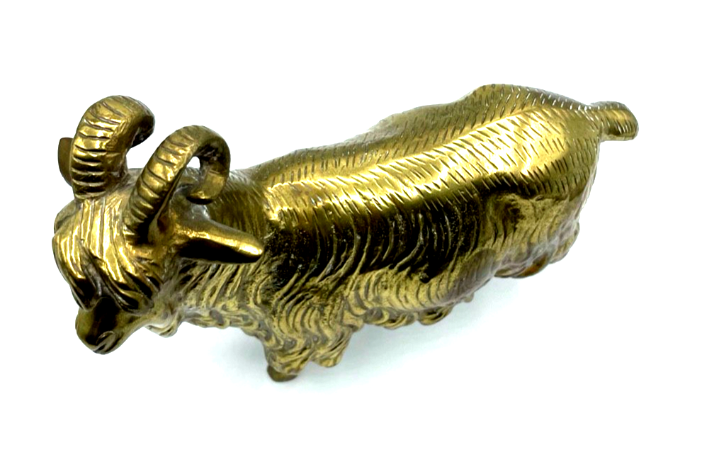 Gr. vintage Messing Bronze Tier Figur Ziege sehr dekorativ 2KG Ziegenbock H 19cm2