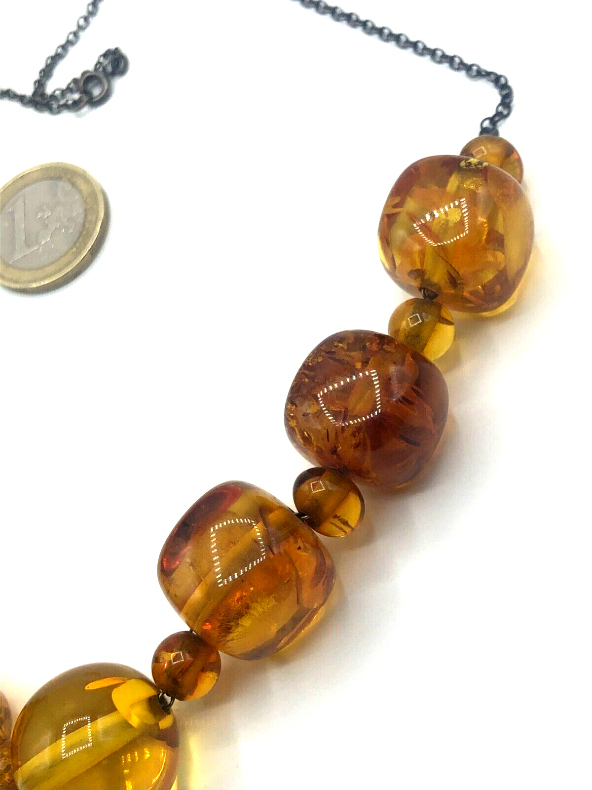 Vintage stattliche Bernstein Kette 925 Silber amber necklace 37 Gramm L 58 cm5